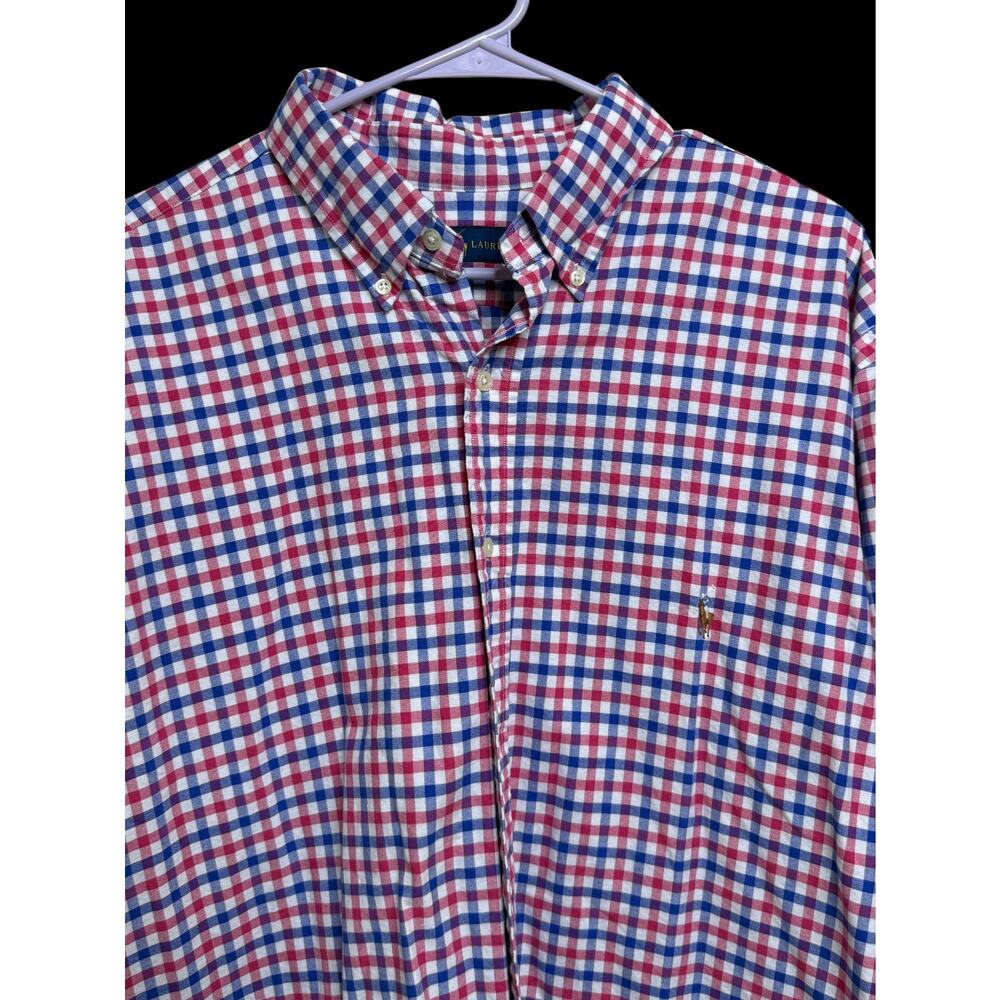 Ralph Lauren Mens Gingham Plaid Blue Red Stunning Button Down Shirt Sz: XLT E6